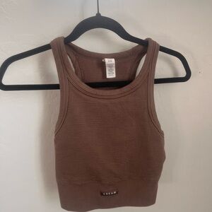 Cream Brand Crop Tank